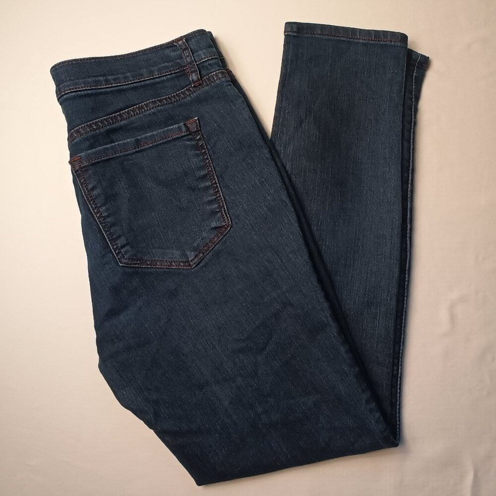 LOFT Women Mid Rise Modern Skinny Dark Wash Denim Jeans Size 28/6P Blue Stretch